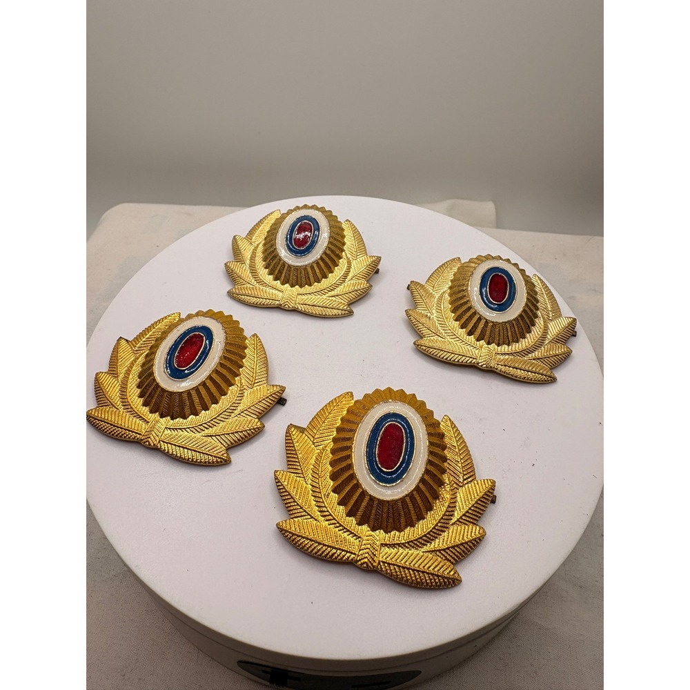 Lot of 4 Russian Federation Military Cockade Hat Badges Gold Tone Enamel Laurel